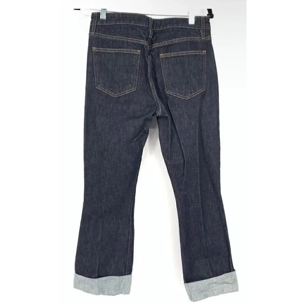 FRAME Le Crop Mini Boot Cuffed Dark Wash Stretch Jeans Womens 27 Cropped Bootcut